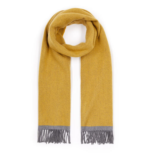 Yellow and grey reversible wool scarf